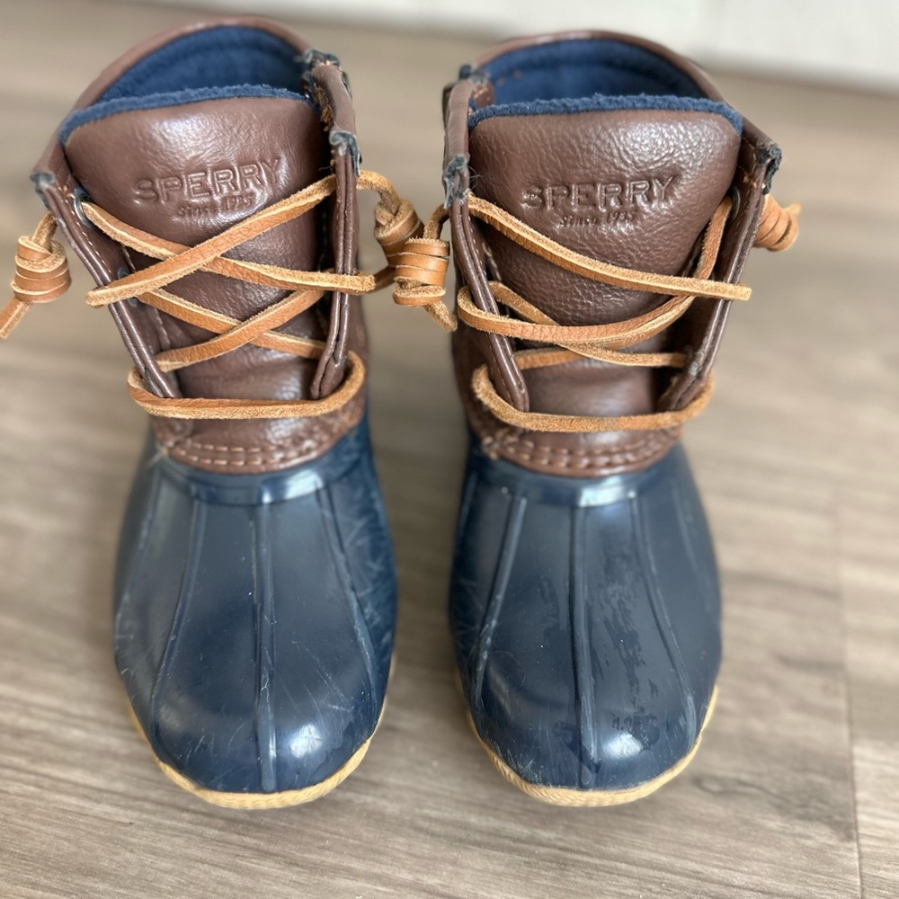 Sperry Saltwater Duckboot Navy & Brown Toddler Size 10M